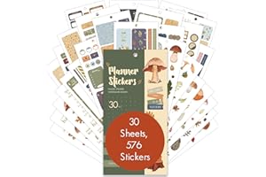 BIROYAL Planner Sticker, 576 Scrapbook Stickers Accessories Multicolor Stickers for Adults, Journals, Planners, and Calendars, Scrapbook Accessories, Woodland Seasons Theme, 30 Sheets Total