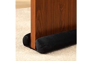 TORMAYS Door Draft Stopper Double Sided Weather Stripping Noise Breeze Draft Blocker Door Sweeps Washable Under Door Seal Strip Adjustable Velvet Draft Guard Multi Color Available (36 inch, Black)