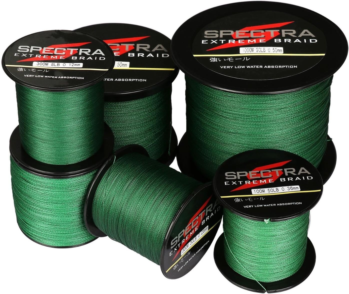 Spectra Moss Green Braided Fishing Line-4 Strands Super Strong PE Fishing Wire Multifilament Fishing String Ultra Power 6LB-300LB Heavy Tensile for Saltwater & Freshwater Fishing
