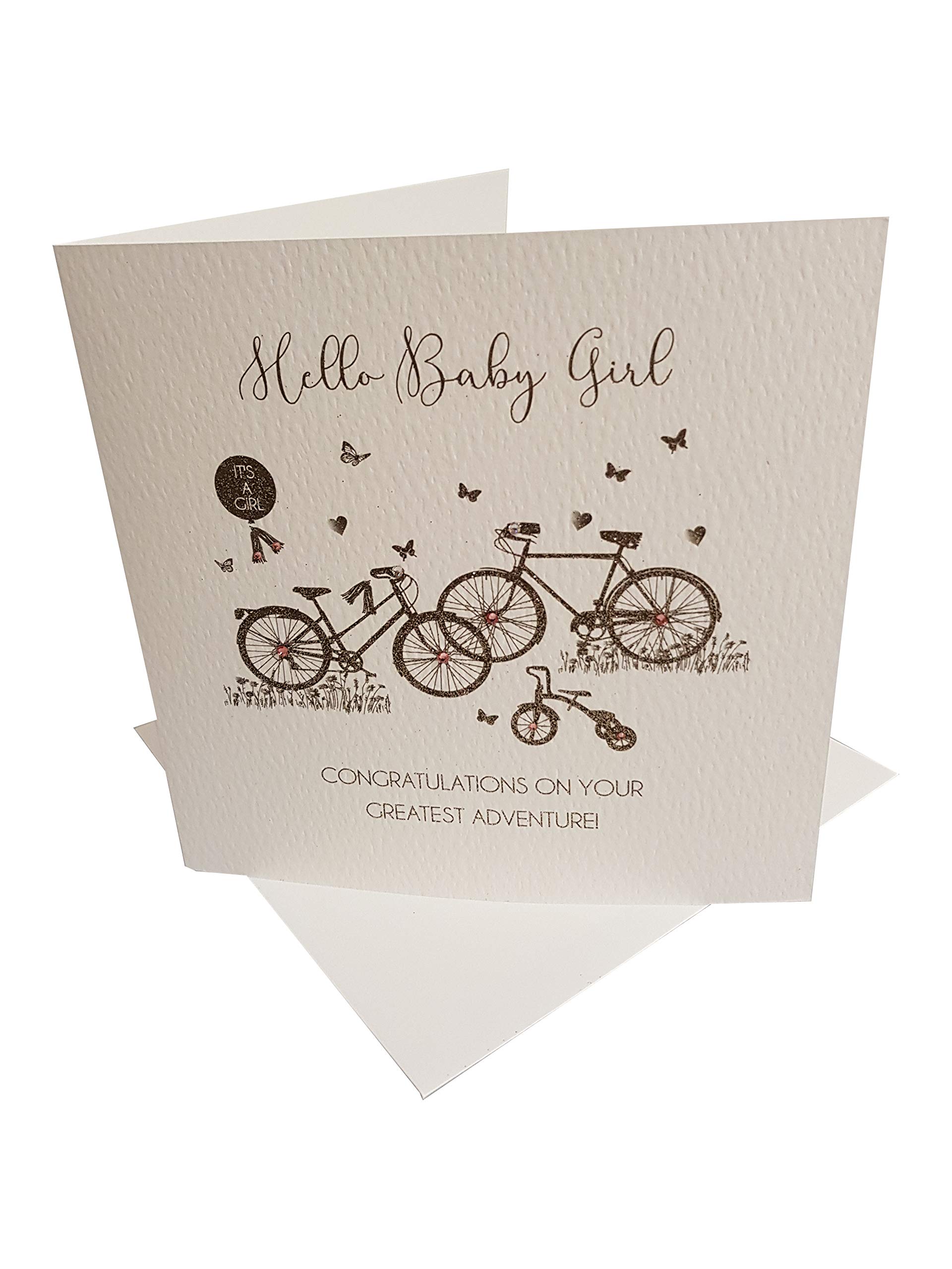 Hello Baby Girl Congratulations On Your Greatest Adventure - Handmade Greeting Card by Five Dollar Shake GS71