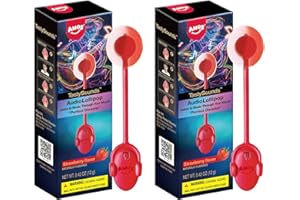 AMOS Audio Music Lollipop Sugar Free, Gourmet Singing Lollipop, Individually Wrapped Candy for Parties, Weddings, Baby Showers, Gifting - Strawberry Flavor (2 Pack)