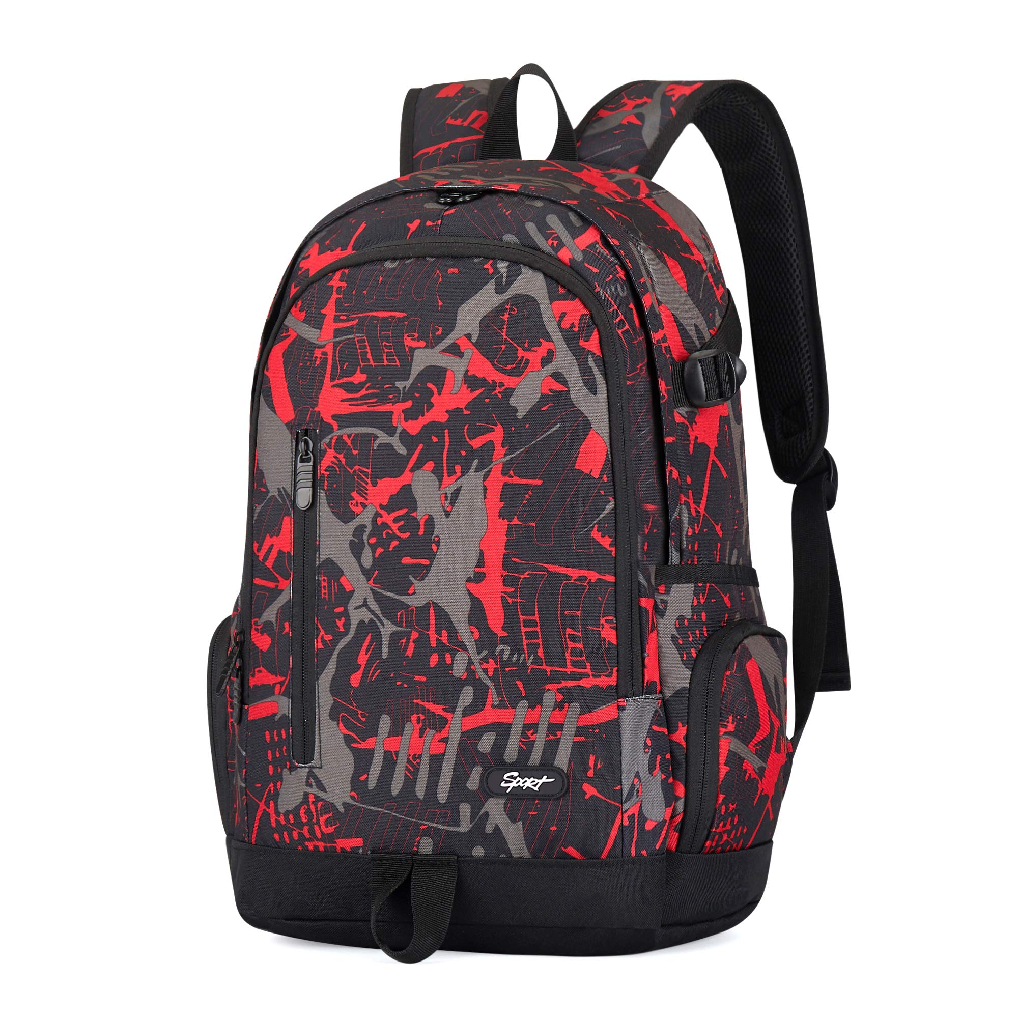 red and black bookbag