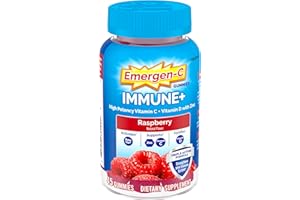 Emergen-C Immune+ Triple Action Immune Support Gummies, BetaVia (R), 1000mg Vitamin C, B Vitamins, Vitamin D and Antioxidants, Raspberry – 45 Count