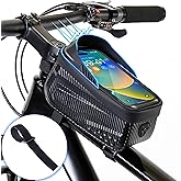 LLTTLTMM Waterproof Bike Bag, Long Extension Strap, Top Tube Bag Under 6.9'', Large Capacity, Touch Screen Compatible