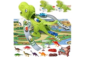 Wdebay Dinosaur Toys for Boys|Dinosaurs Toys & Cars for Kids 2-4-6|Dinosaur for Boys Age 8-12 with Race Track Toy Set