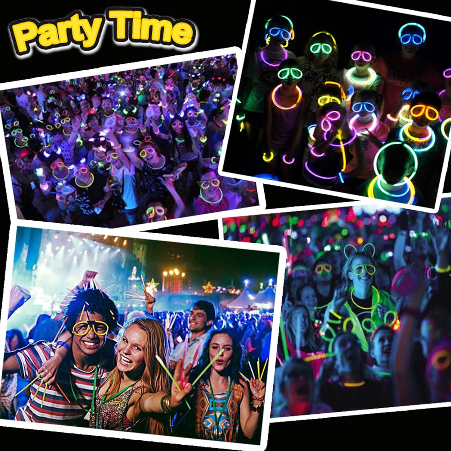 KarberDark Glowstick, (609 Pcs Total) 240 Glow Sticks Bulk 7 Colour and Connectors for Caps Bracelets Necklaces Balls Eyeglasses and More, Light up Toy Glow in The Dark Stick for Kid Party Birthday: Toys & Games