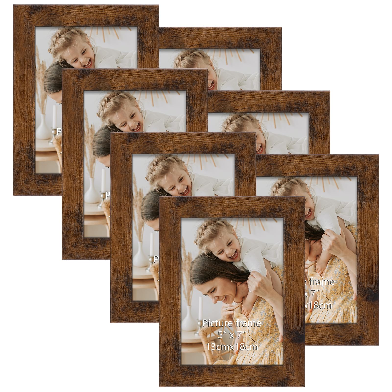 Vasemouh 7x5 Photo Frames, Wooden Vintage 5x7 Picture Frames Set of 7, Table or Wall Decoration. — image 1