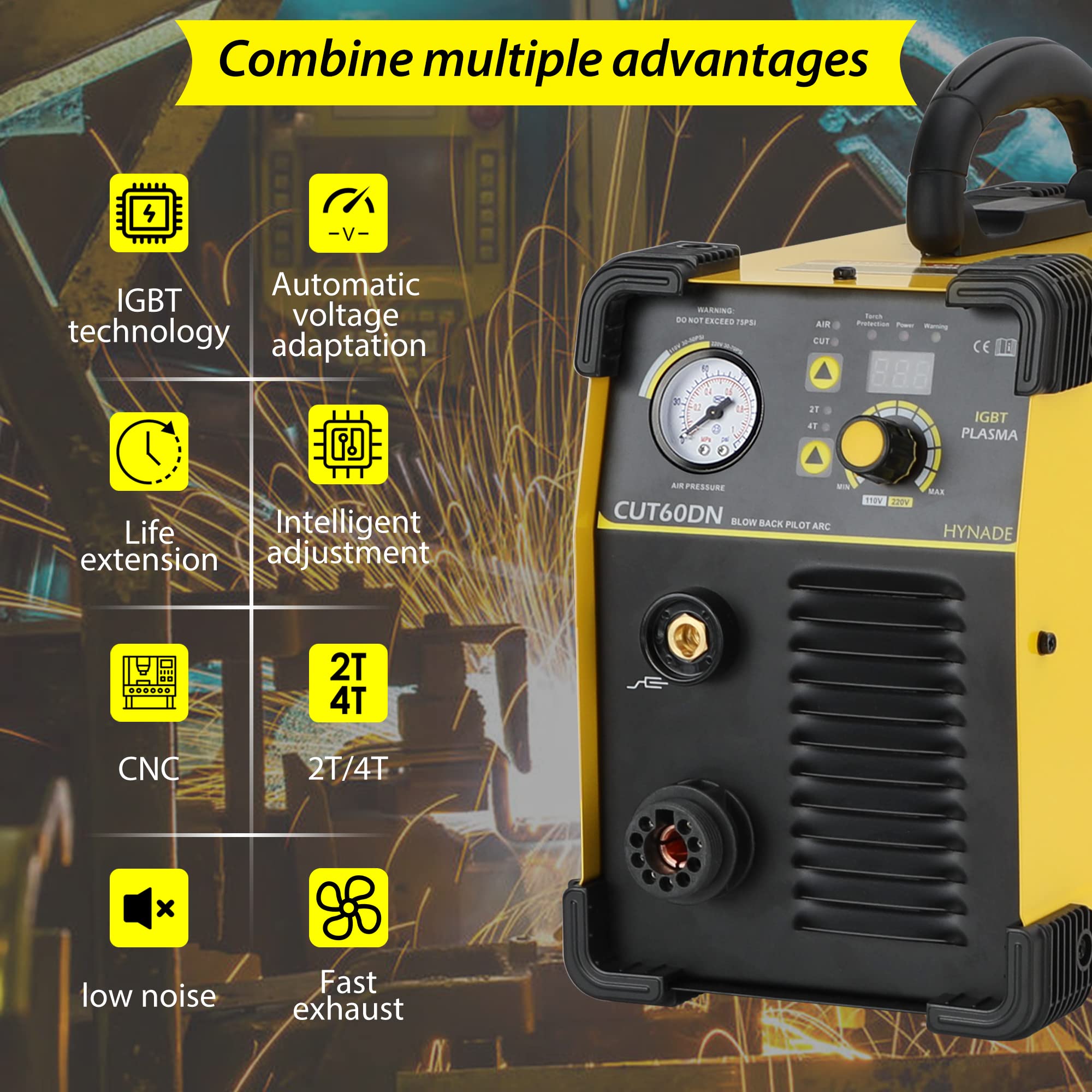hynade CNC Blow Back Digital Air Plasma Cutter, NonHF