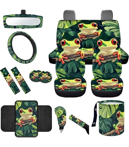 Baxinh Horse Floral Car Seat Covers Full Set - Universal Fit For SUV Sedan Truck, Non-Slip, Blue & Red - View #4