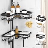 KEGII Telescopic Corner Shower Caddy Black 4-Tier Adjustable Shelf view 4