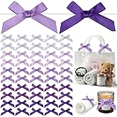 Gejoy 100 Pieces 2.6" Purple Series Valentine's Day Bows Satin Ribbon Twist Tie Mini Bows for Gift Wrapping Bags Crafts for New Year Wedding Birthday Party Shower Candy Treat Cake Pop Decoration