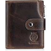 SCHLATUM Large Capacity Wallets for Men RFID Blocking Men Wallet Leather with Coin Pocket, 18 Card Slots, Flap ID Window, Coffee