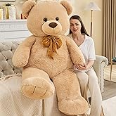 Tezituor Giant Teddy Bear 5 Feet, Soft 59" Big Bear Stuffed Animal Life Size Plush Bear Toy Valentine's Christmas Birthday Gift for Girlfriend Kids,Brown