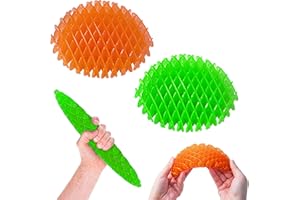 HCUSUS Fidget Worm Toy, 3D Printing Elastic Worm Fidget Toys for Adults Kids, Squeeze Sensory Toys for Kids with Autism, Autism Sensory Products, Stress Relief Toys Adults (2 Packs Green, Orange)
