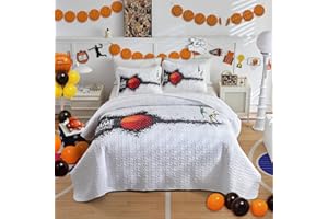 UOZZI BEDDING Boys Quilt Set Full Size for Summer Hot Weather Breathable Skin Friendly Microfiber Teen Kids Quilted Bedding Bedspread Coverlet Set All Season Bed Cover Sport Colorful White Basketball Style