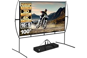 Antifir 100'' HD Projector Screen with Stand 16:9, Foldable Wrinkle Free Portable Movie Projection Screen Indoor and Outdoor Use for Home Theater, Office, Education etc.