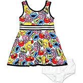 Sesame Street Girls Dress with Panties for Infant and Toddler – White/Multicolor