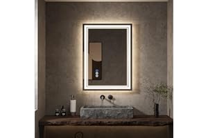 VANNOKOR Led Bathroom Mirror with Lights 20x28 Inch,Human Body Sensing Lighted Bathroom Vanity Mirror Wall,Memory Function,Anti-Fog,Dimmable 3 Colors,Front and Backlit Led Mirror for Bathroom.