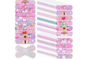 Patelai 300 Pieces Kids Bandages Bulk 10 Styles Children's Adhesive Flexible Colorful Cute Cartoon Bandages Waterproof Breathable Stickers Protection Care Cuts for Girls Boys(Unicorn)