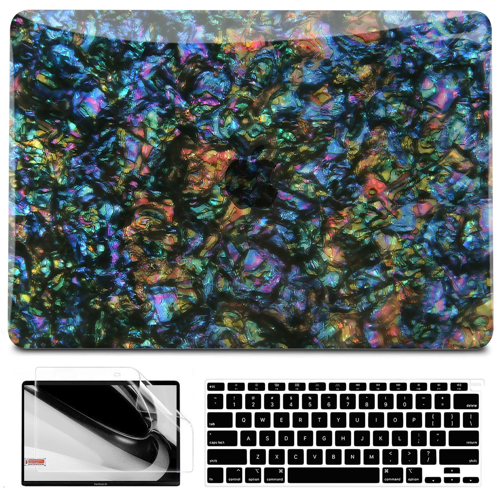 Photo 1 of *2CM TOO SMALL* B BELK Compatible with MacBook Air 13 inch Case M1 2022 2021 2020 2019 2018 A2337 A2179 A1932, Plastic Hard Shell+Keyboard Cover+Screen Protector for MacBook Air 13.3 inch Case, Shiny Abalone Pearl