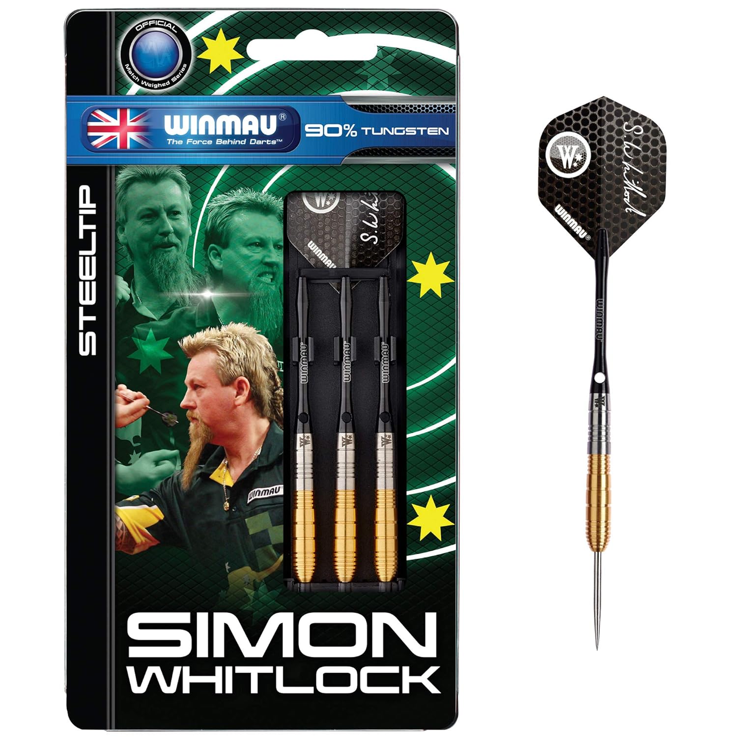 Winmau Simon Whitlock steel tip darts Gold 22gr Amazon.co.uk Sports