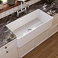 Deer Valley Farmhouse Sink 36 Inch Fireclay White Undermount Kitchen Sink, Apron-Front Large Deep Single Bowl with Bottom Grid & Strainer