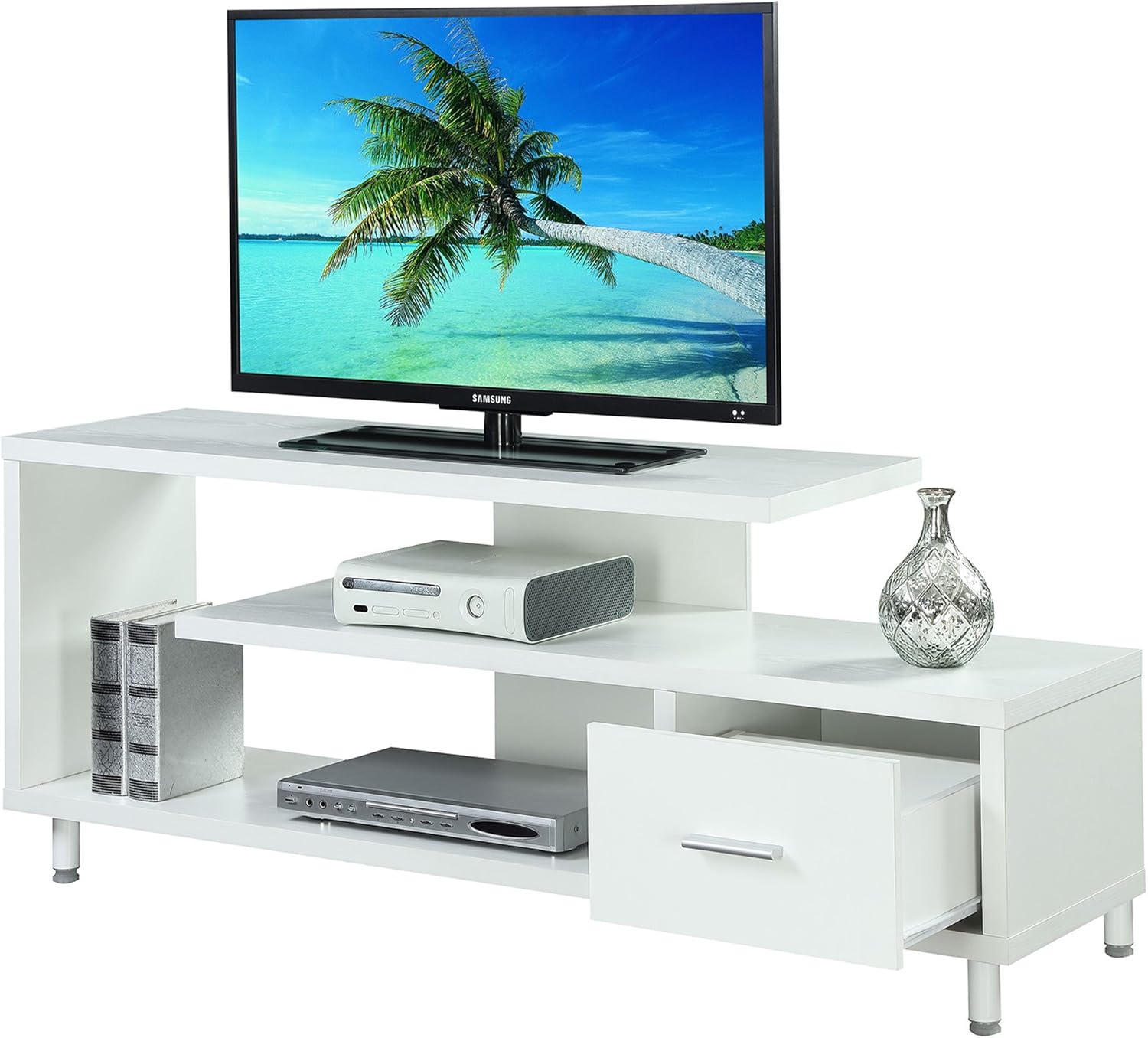 Convenience Concepts Seal II 60" TV Stand, White: Furniture & Decor