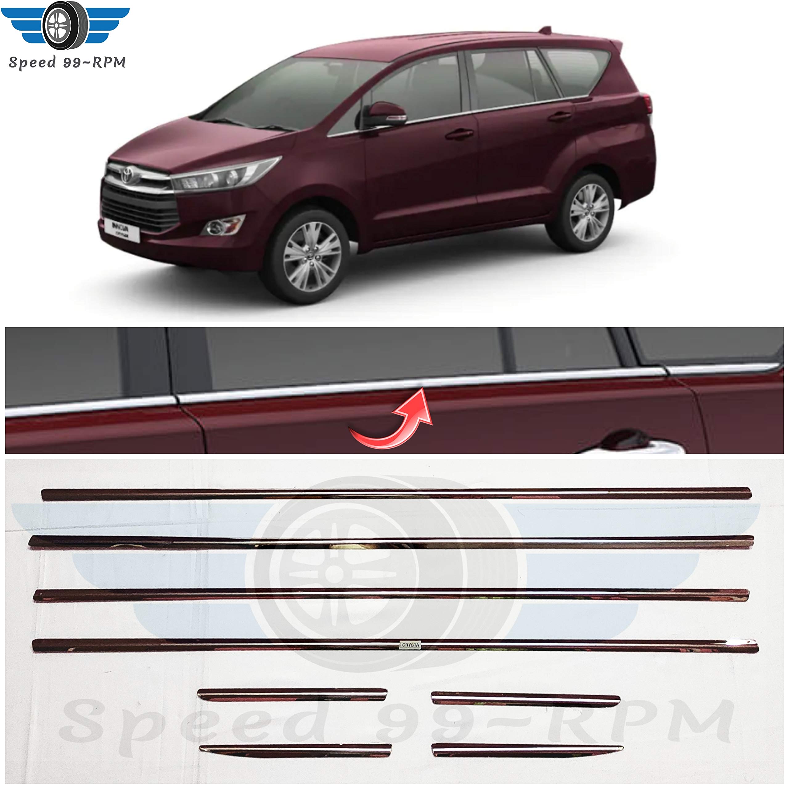 Buy Speed 99RPM Chrome Stainless Steel Lower Window Garnish Compatible