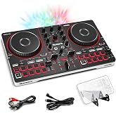 Numark Party Mix III Bluetooth DJ Controller with Built-in Lights | Beat Assist, Smart Fader, 16 Pads, 2 Deck DJ Mixer, Stems Control, USB-C, Serato DJ Lite and Algoriddim djay Included