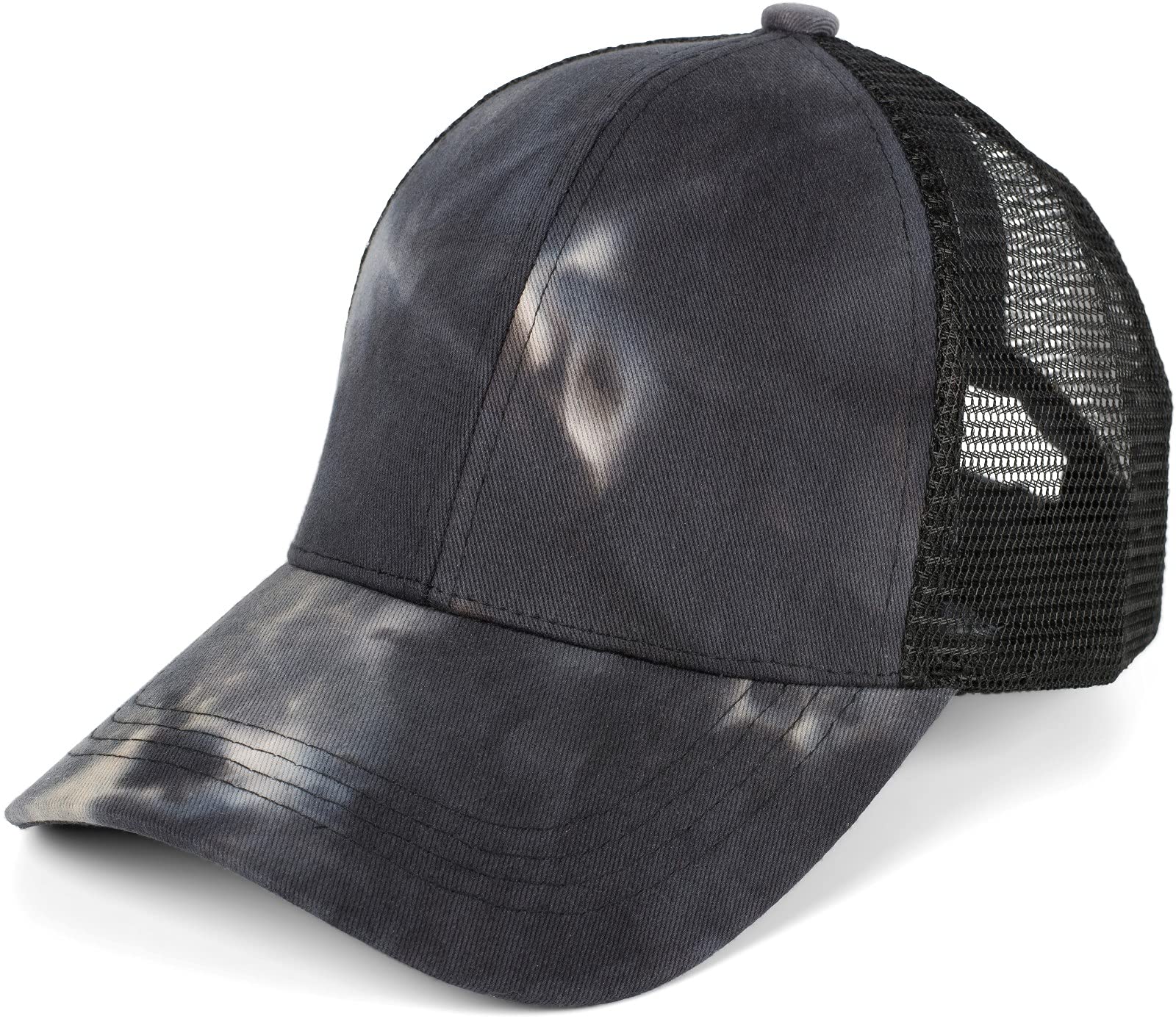 styleBREAKER Ladies Ponytail Baseball Cap in Batik Look with Mesh Insert, Basecap, Hook-and-Loop Fastener Adjustable 04023081, Colour:Grey-Black