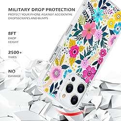 Tcaraersing for iPhone 15 Pro Magnetic Clear Flower