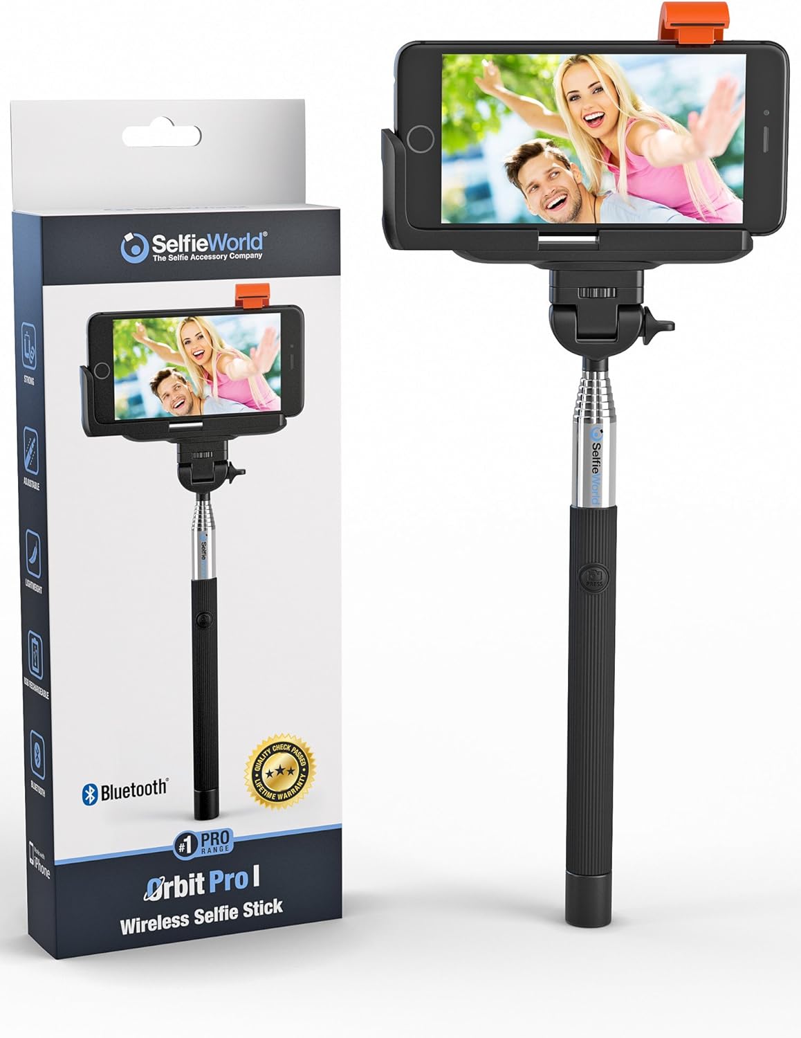 Premium 5-in-1 Bluetooth Selfie Stick for iPhone 11 10 XR XS X 8 7 6 5, Samsung Galaxy S10 S9 S8 S7 S6 S5 (Android 4.3+) - No Apps, No Downloads, No Batteries Required