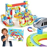 3D Infinity Cube Track Magnetic Electric Train Set for Kids 4 6 7 8,Toy Vehicle Playsets for Toddlers 3-5 Train Set Learning