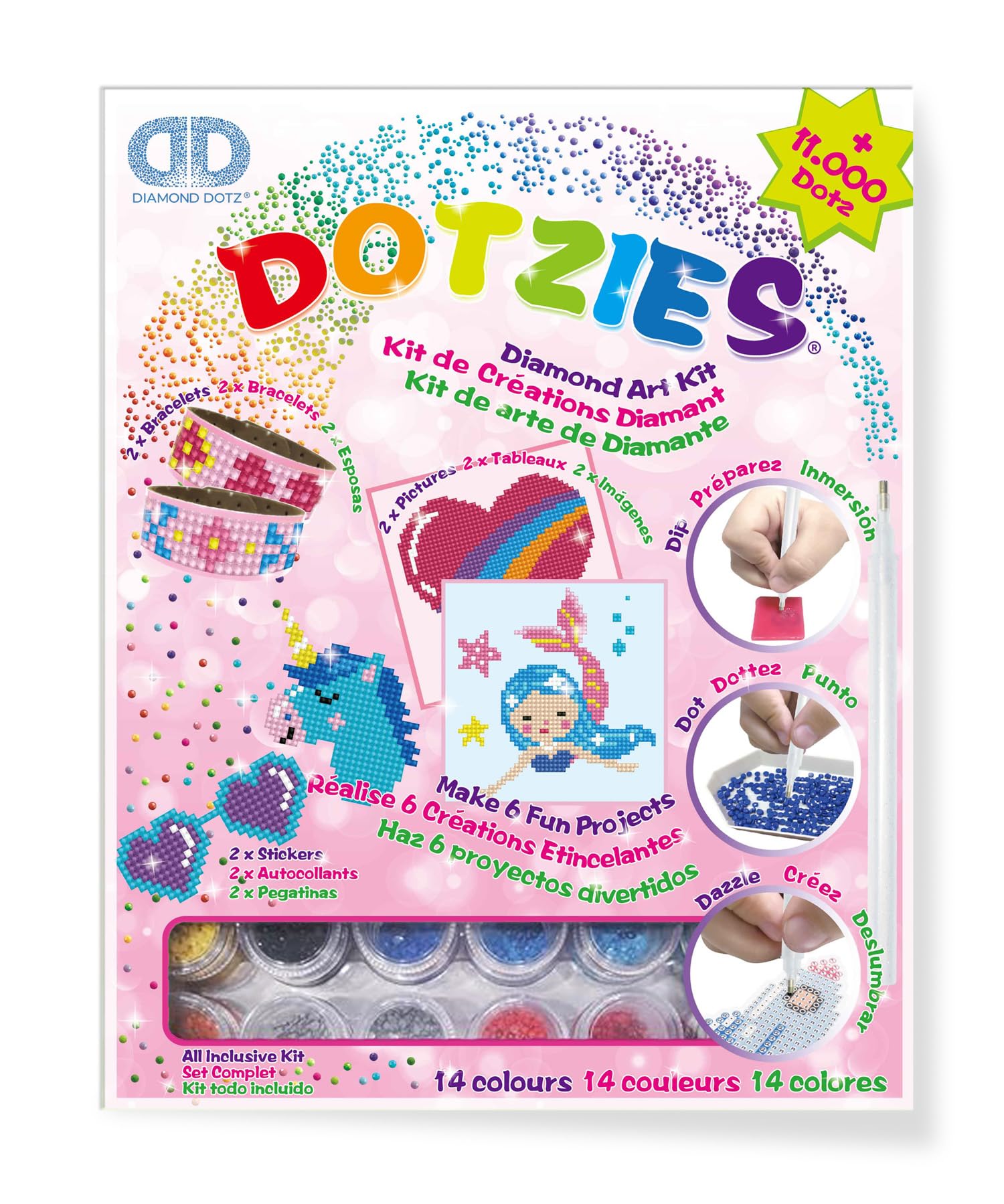 Bandai Dotzies Art Kit Mermaid, Diamond Art for Kids, Arts and Crafts, Including 6 Fun Activities, Perfect Diamond Painting Gift for Girls, Everything Included