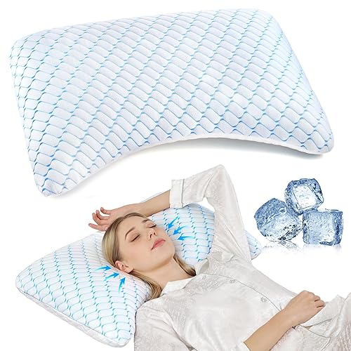Doteonyou Memory Foam Pillow for Neck and Shoulder, Neck Pillow Side Sleeper Pillow for Sleeping, Cooling Slumber Pillow for Side Back Stomach Sleepers with Cooling Pillowcase