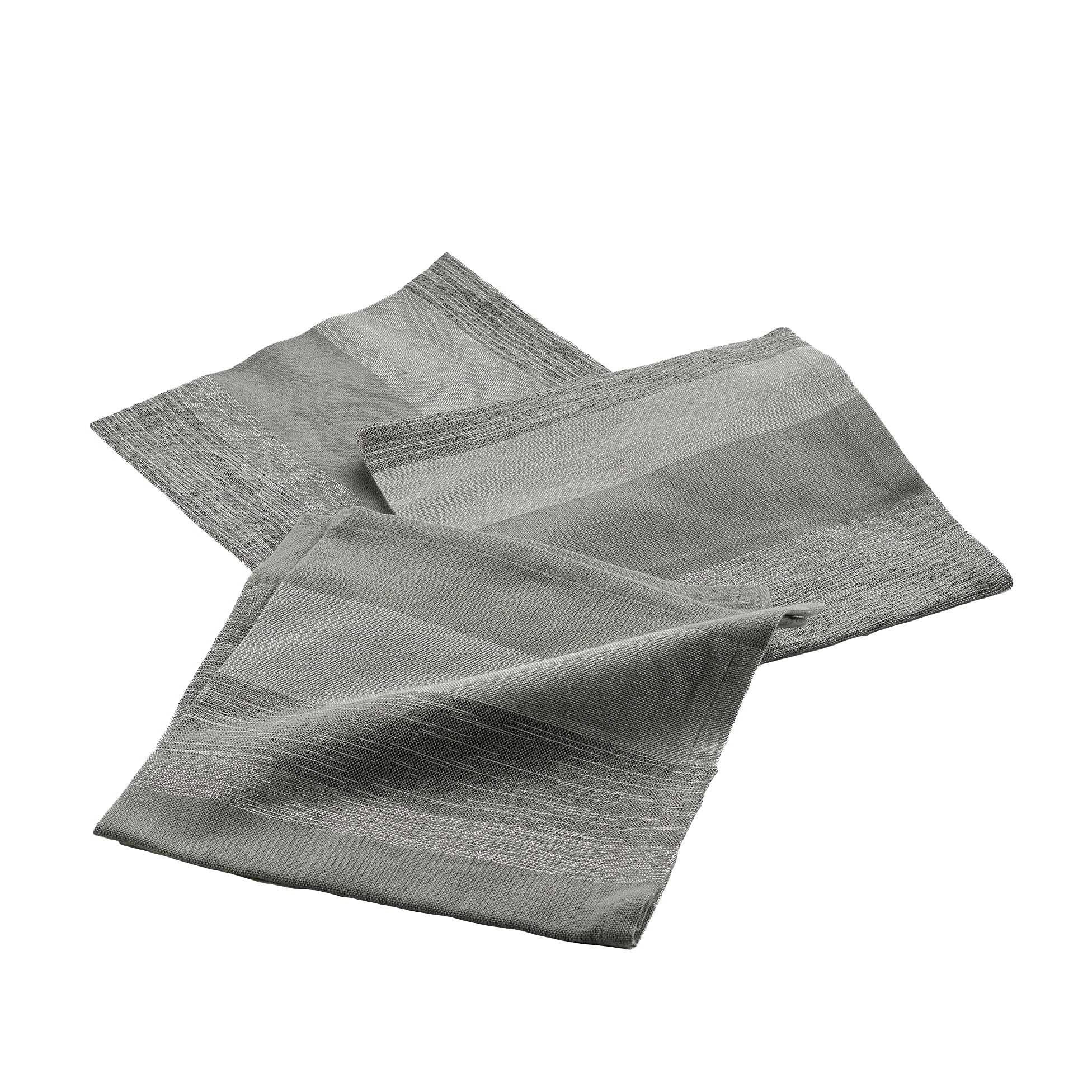 Douceur d'Intérieur, 3 Napkins (40 x 40 cm) Eldora Grey/Silver, Woven Cotton Finish Metallic Thread
