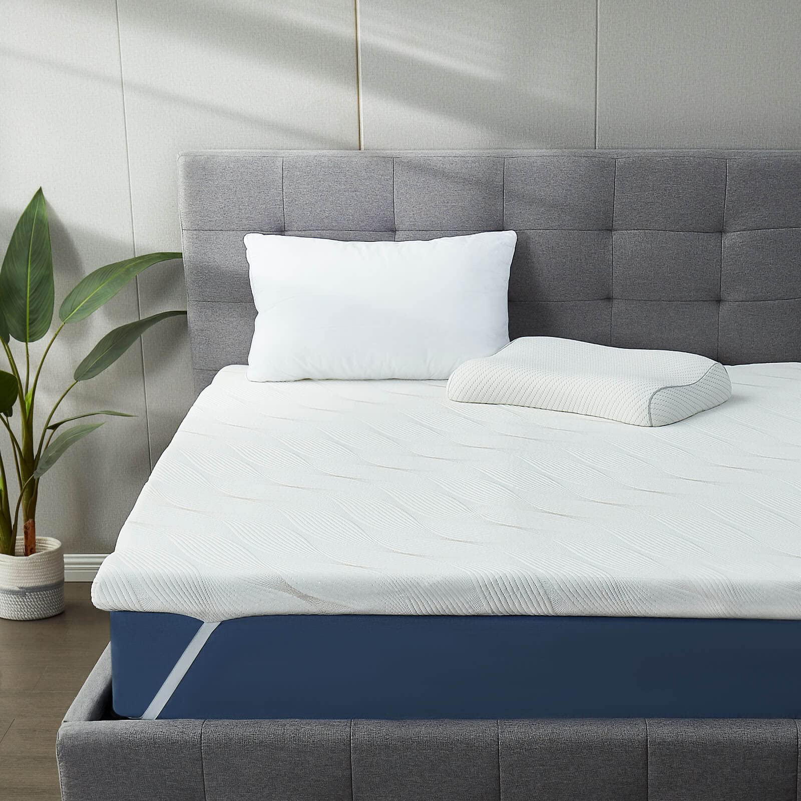 Photo 1 of 3 Inch Memory Foam Mattress Topper Twin Size Bed, Gel Infused Toppers Non-Slip Design Mattress Pad with Removable & Washable Cover, Ventilated & High-Density Memory Foam CertiPUR-US Certified - Twin