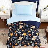 Toddler Bedding Set - 4 Pieces Toddler Comforter Set for Kids Boys,Glow in The Dark Space Bed in A Bag with Sheets