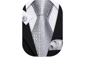 Barry.Wang Classic Mens Ties Silk Necktie Pocket Square Cufflinks Set Woven Designer Wedding Business