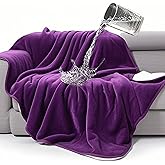 gogobunny Waterproof Bed Blanket, Reversible Sherpa Fleece Throw Blanket for Dog Puppy Cat, Furniture Cover Protects Bed Couch Sofa from Liquid Pee and Pet Fur (Dark Purple, 50x60 inches)