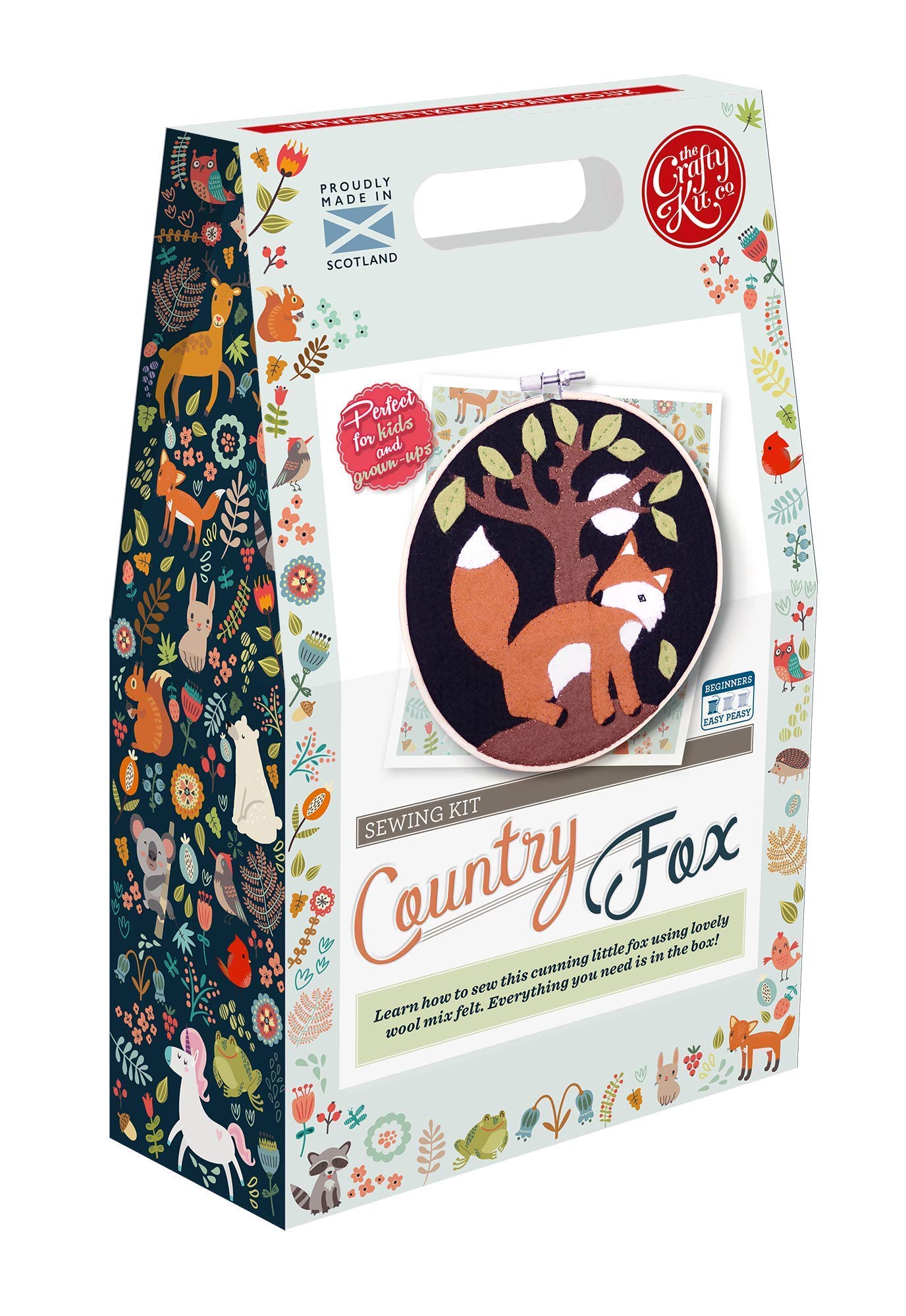 The Crafty Kit Company Country Fox Appliqué DIY Sewing Craft Kit Perfect Gift for The Holidays – UK-Sourced Materials