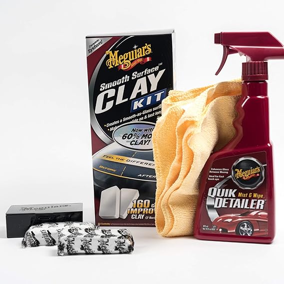 Meguiar's G1016EU Smooth Surface Clay Kit, 473ml+2*80g Lackreinigungsset