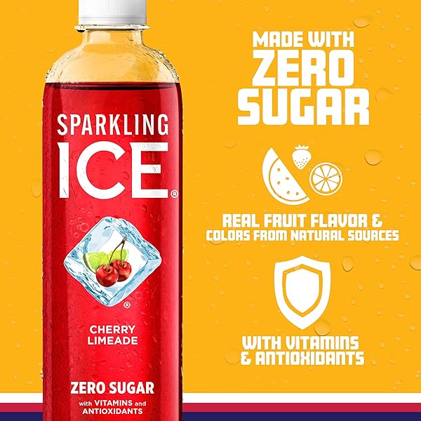 SPARKLING ICE, CHERRY LIMEADE SPARKLING WATER, ZERO SUGAR FLAVORED WATER, WITH VITAMINS AND ANTIOXIDANTS, LOW CALORIE BEVERAGE, 17 FL OZ BOTTLES (PACK OF 12)