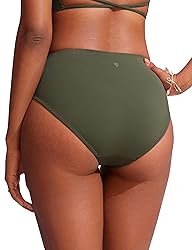 CRZ YOGA Bikini Bottoms for Women Mid Rise Full