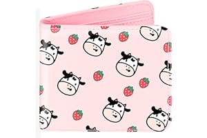 BISTUP Girls Cute Kawaii Wallet Cow Aesthetic Women Womens Cool Funny Leather Credit Id Card Cash Holder Woman Rfid Blocking Zipper Wallets With Coin Pocket Id Window Female Bifold Little Girl