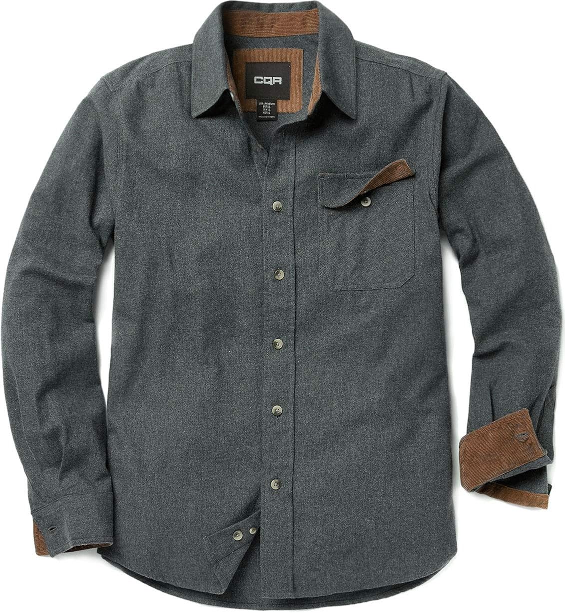 CQR Men's All Cotton Flannel Shirt, Long Sleeve Casual Button Up Plaid Shirt, Brushed Soft Outdoor Shirts: Clothing