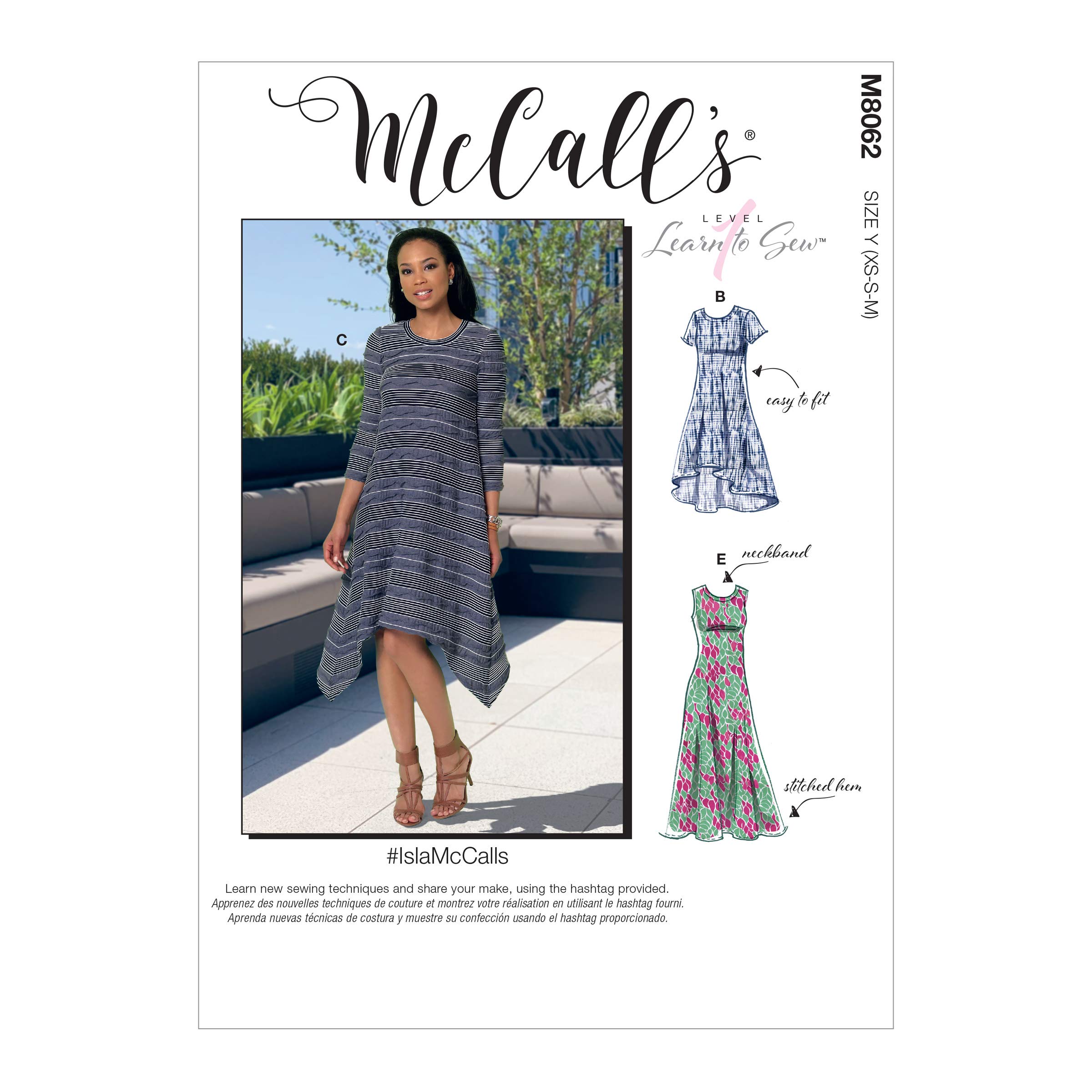 McCalls Pattern M8062ZZ Misses' Straight, Handkerchief, or High-Low Hem Dresses ZZ (LRG-XLG-XXL), Various