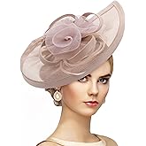 Zinniday Feather Fascinator Hat for Women - 2026 Victoria High Tea Party Kentucky Hat with Hair Clip for Lady Girls