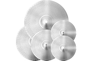 NBYTLT 5 PCS Low Volume Cymbal Pack, Practice Cymbals Set, Quiet Cymbal Set, for 14"Hi-hat, 16"Crash, 18"Crash, 20"Ride, for 