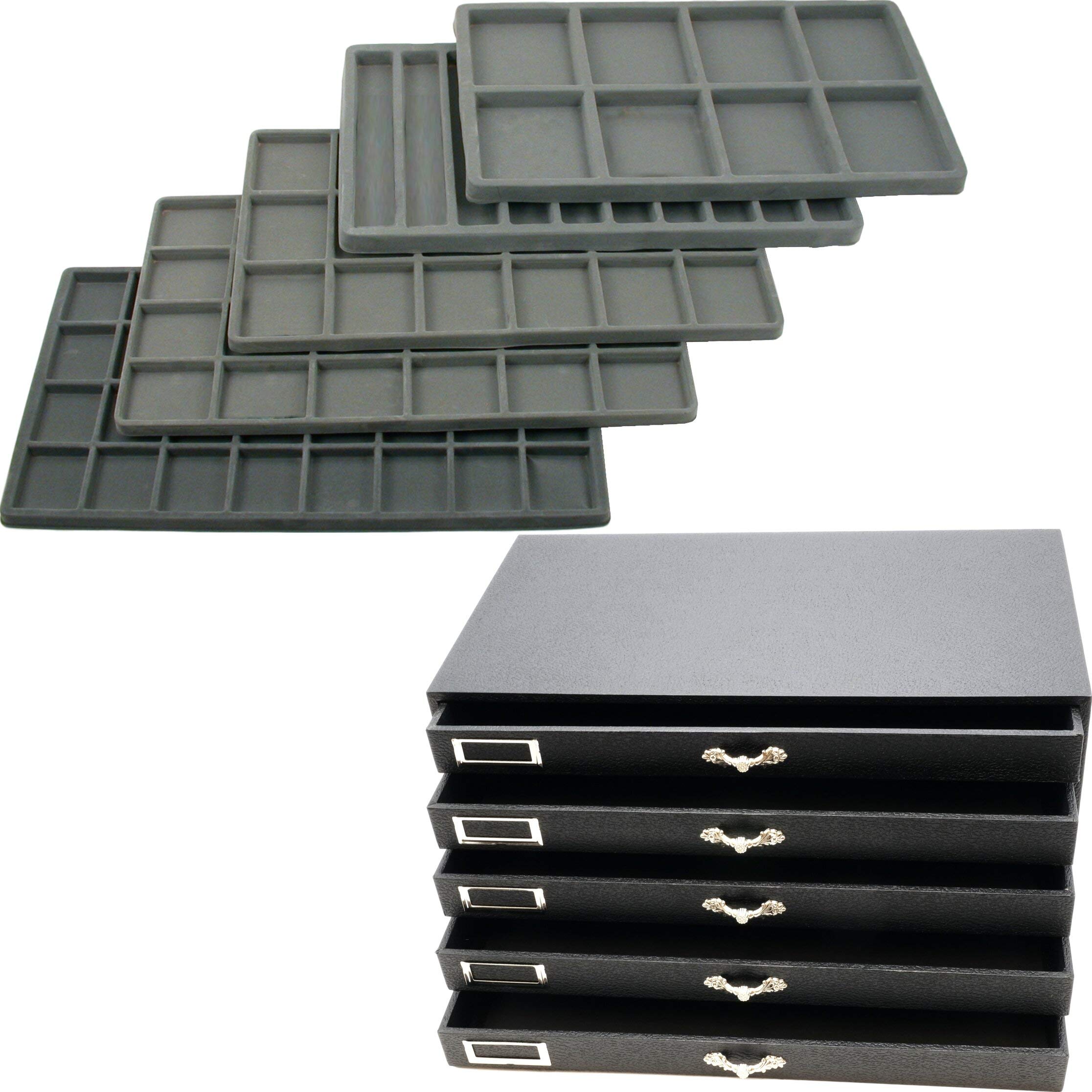 5 Drawer Jewelry Organizer Storage Display Case Box w